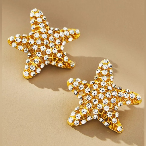 Anthropologie Jewelry - Anthropologie Crystal Starfish Post Earrings